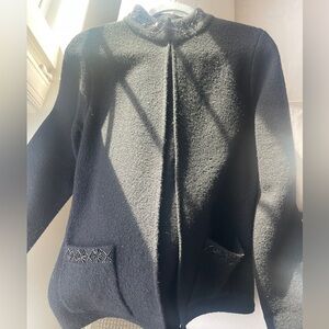 Vintage Carole Little Black Wool Dressy Jacket with Beaded Accents